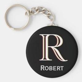 Anpassningsbar treskiktat monogram med första Namn Nyckelring