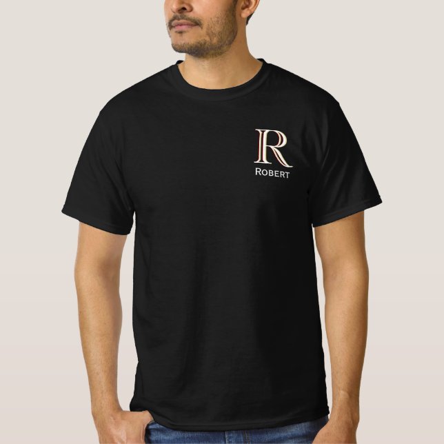 Anpassningsbar Tri-Färg Value Monogram Namn T Shirt (Framsida)