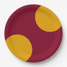 Anpassningsbar Tri-Guld Maroon Party Plate