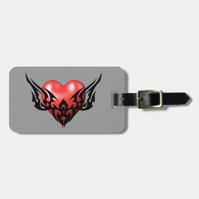 Anpassningsbar Tribal Heart Luggage Tag Bagagebricka (Horisontell Framsida)