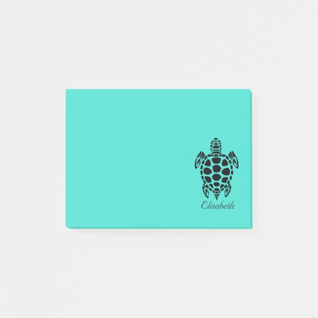Anpassningsbar Tribal Sea Turtle Turquise Post-it Block (Framsida)
