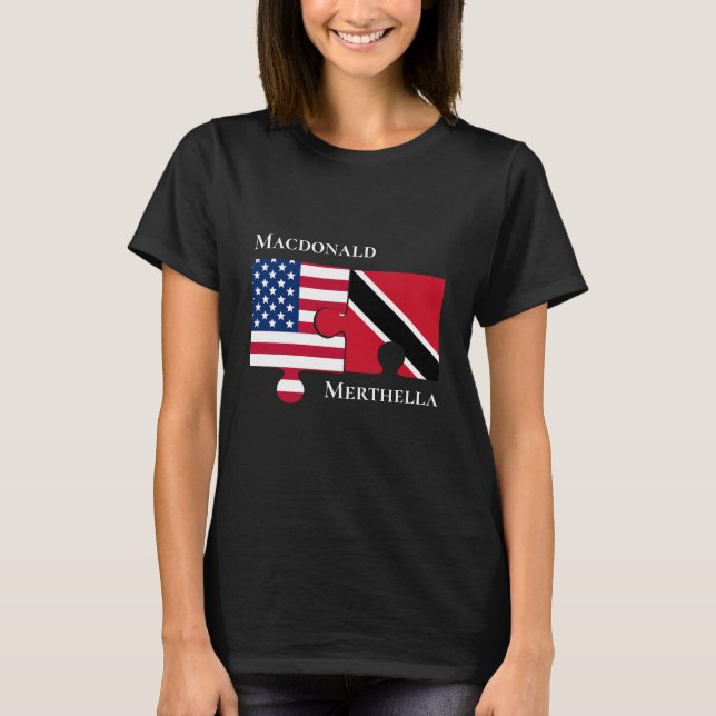 Anpassningsbar Trinidad USA American Flagga T Shirt (Framsida)