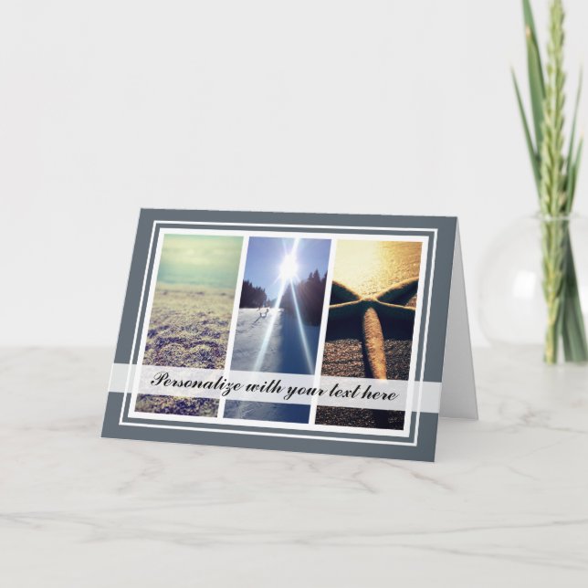 Anpassningsbar triptych 3 fotokollage julmall helgkort (Framsida)