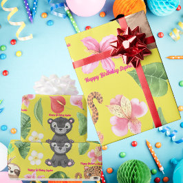 Anpassningsbar Tropical Baby djur Barns födelsedag Presentpapper