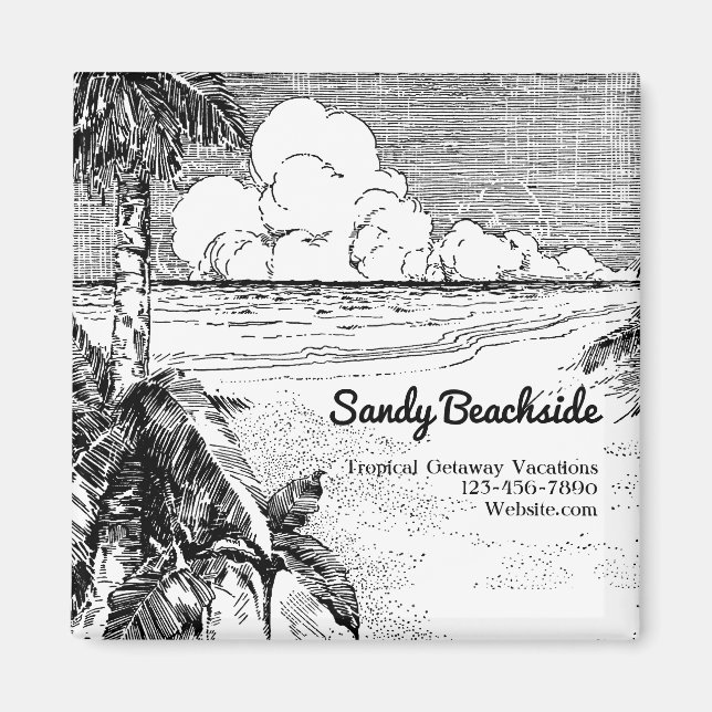 Anpassningsbar Tropical Beach Small Business Magne Magnet (Framsidan)