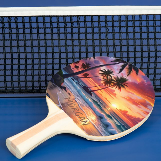 Anpassningsbar Tropical Beach Sunset | Kustkonst Pingisracket (Insitu)