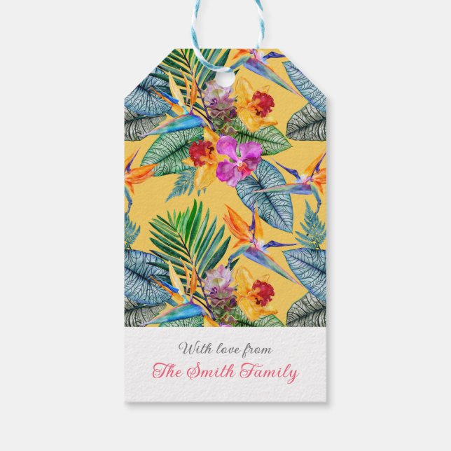 Anpassningsbar Tropical Bird of Paradise Orchid Su Presentetikett (Baksidan)