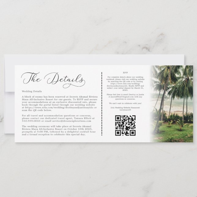 Anpassningsbar Tropical Destinations Boarding Pass Inbjudningar (Baksida)