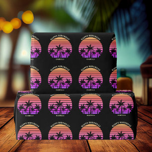 Anpassningsbar Tropical Handflatan Träd Chic Rosa  Presentpapper