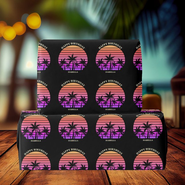 Anpassningsbar Tropical Handflatan Träd Chic Rosa  Presentpapper (Skapare uppladdad)