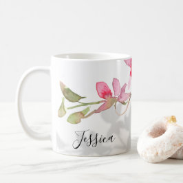 Anpassningsbar Tropical Rosa Orchid Blommigt Shado Kaffemugg