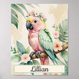 Anpassningsbar: Tropical Safari Girl Nursery Art Poster