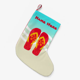 Anpassningsbar Tropiska jul Flinflip flops Beach H Liten Julstrumpa