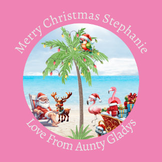 Anpassningsbar Tropiska julen i juli Party på Rosa Presentpapper