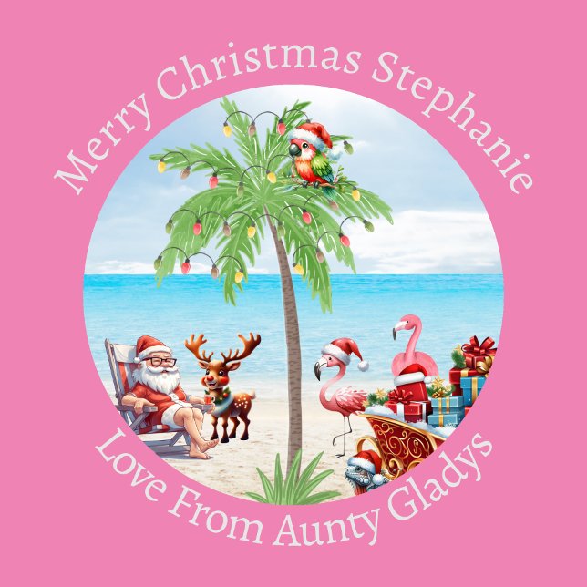 Anpassningsbar Tropiska julen i juli Party på Rosa Presentpapper (Skapare uppladdad)