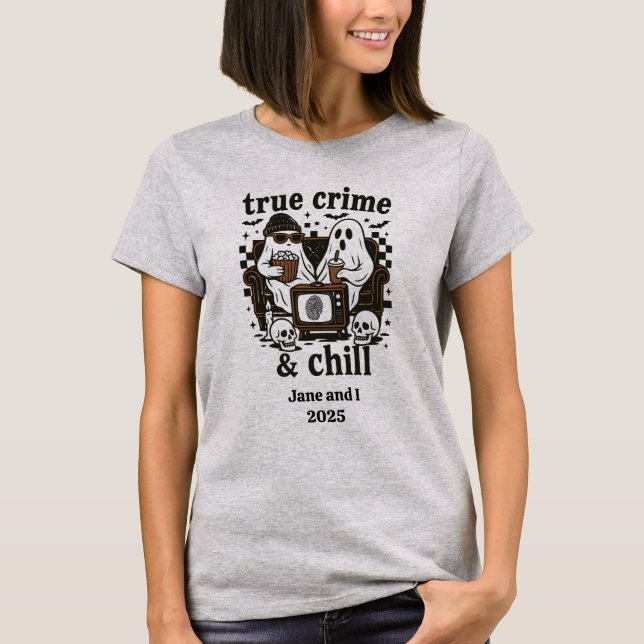 Anpassningsbar True Crime Halloween Ghost T Shirt (Framsida)