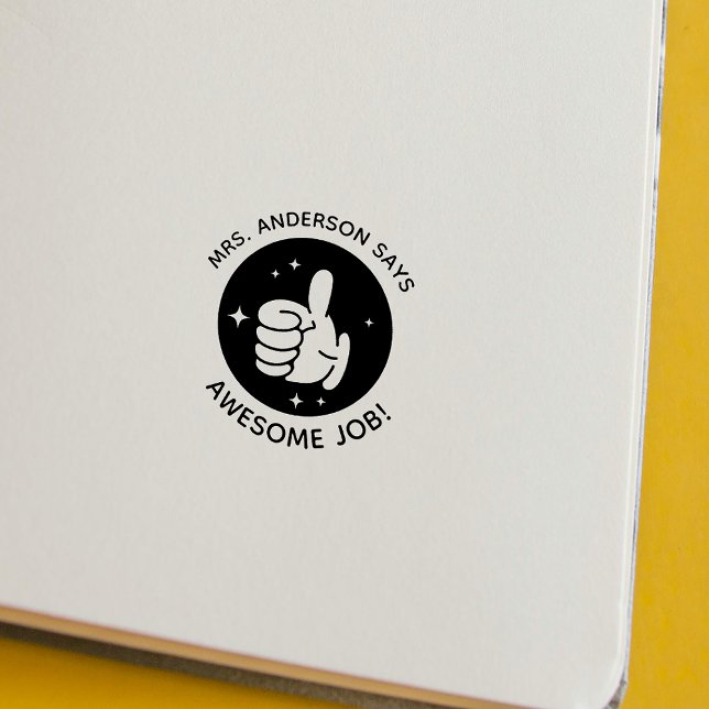 Anpassningsbar Tumpar upp utmärkt jobblärarskola Stämpel (Custom Thumbs Up Excellent Job Teacher School Rubber Stamp)
