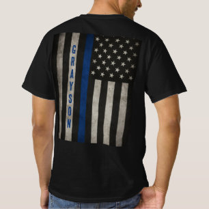 Anpassningsbar tunn blå Flagga T-skirt T Shirt