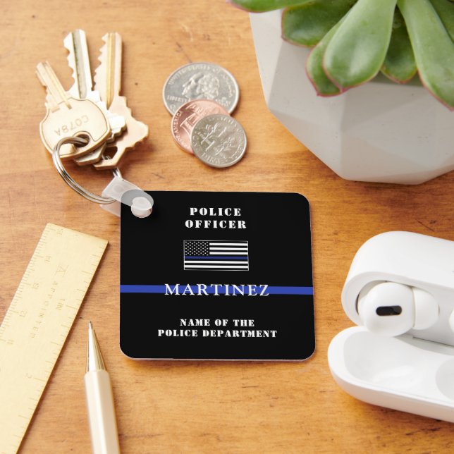 Anpassningsbar Tunnin Blue Line Polisassistentens  Nyckelring (Skrivbord)