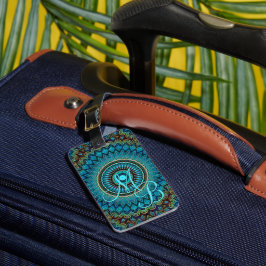 Anpassningsbar Turcos Grönt Blue Mandala Star Möns Bagagebricka
