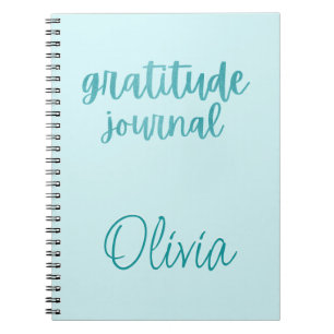 Anpassningsbar Turkvoise Faux Teal Foil Gratitude Anteckningsbok