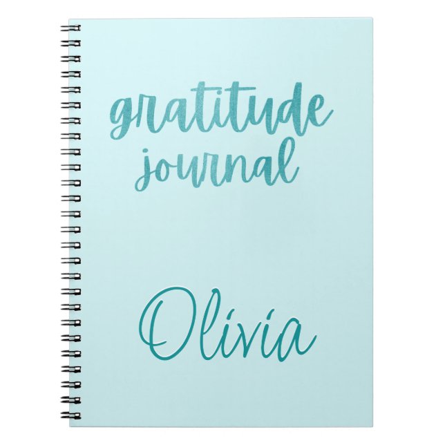 Anpassningsbar Turkvoise Faux Teal Foil Gratitude  Anteckningsbok (Framsidan)