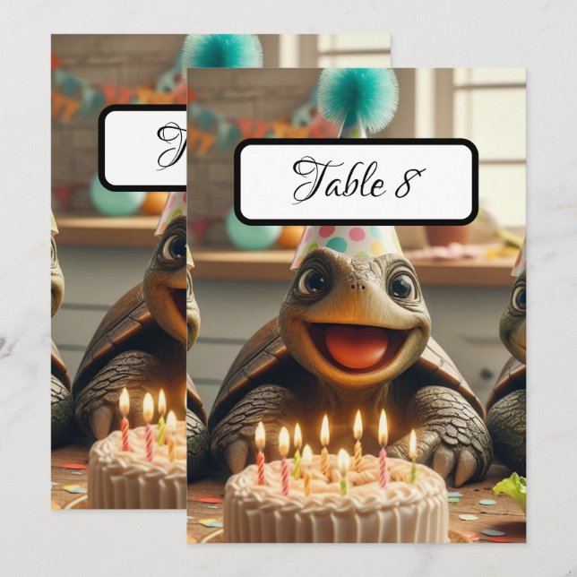 Anpassningsbar Turtle Bord Place Cards (Fram/baksida)