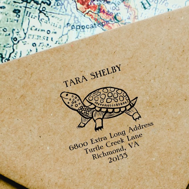 Anpassningsbar Turtle Extra Long Returadress Stämpel (Skapare uppladdad)
