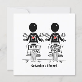 Anpassningsbar två Biker motorcykel i i kvällstid Inbjudningar