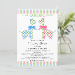 Anpassningsbar Twin Giraffe Flytande babyskor Inbjudningar
