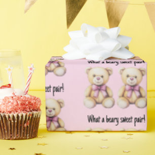 Anpassningsbar Twin Girls Baby Shower, Cute Nalles Presentpapper