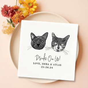 Anpassningsbar Two Pet Cocktail Napkins Bröllop Pappersservett