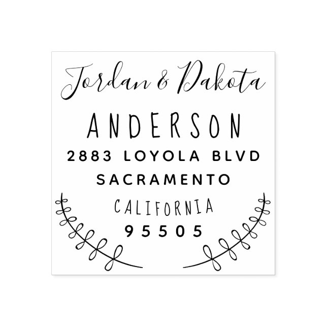 Anpassningsbar Typografi, gift par Returadress Stämpel (Tryck)