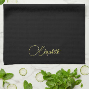 Anpassningsbar Typography Faux Guld Namn Template Kökshandduk