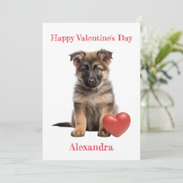 Anpassningsbar Tysk Shepherd Puppy with Heart Vale Julkort