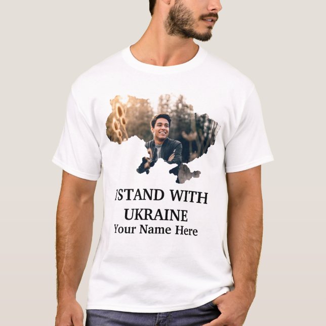 Anpassningsbar Ukraina fotot karta-I står för Ukra T Shirt (Framsida)