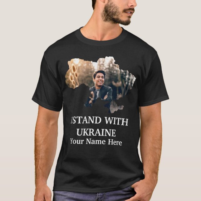Anpassningsbar Ukraina fotot karta-I står med Ukra T Shirt (Framsida)