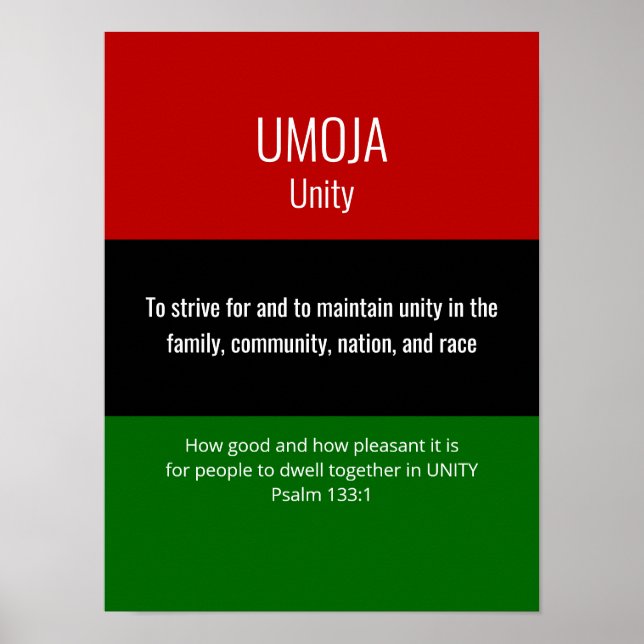 Anpassningsbar UMOJA Unity Kwanzaa Poster (Framsidan)