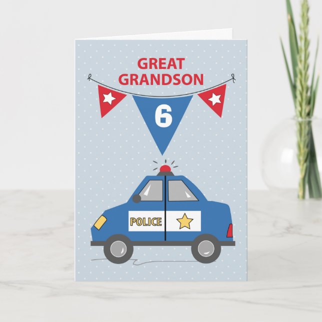 Anpassningsbar Underbar Grandson 6e Birthday Blue  Kort (Framsida)