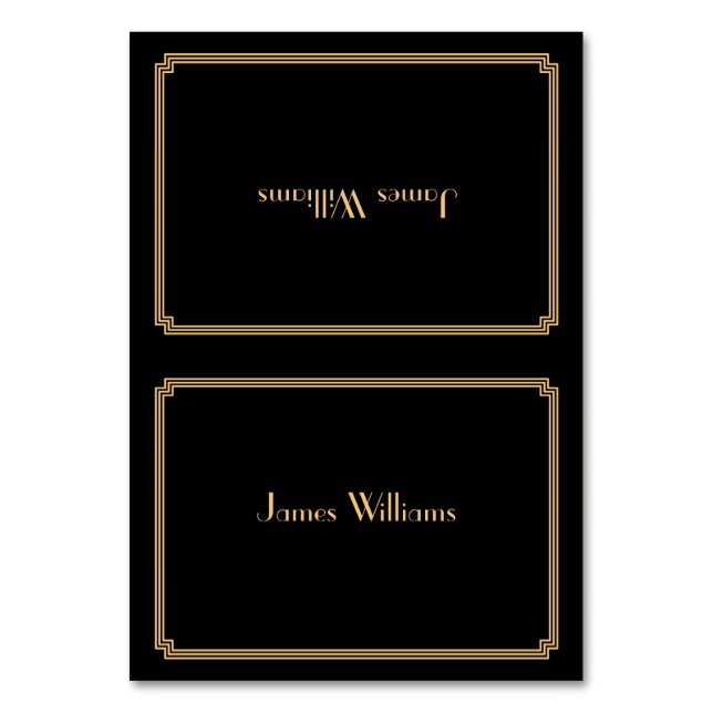 Anpassningsbar Underbara Gatsby Art Deco Black Pla Bordsnummer (Framsidan)