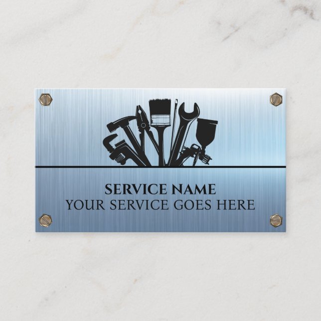 Anpassningsbar - underhåll av reparationer av blå  visitkort (Framsida)