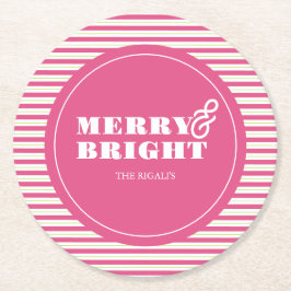 Anpassningsbar Underlägg Rosa och Grönt Rand Papper Rund