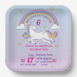 Anpassningsbar Unicorn Birthday Square Plate - Gir