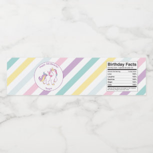 Anpassningsbar Unicorn Birthday Vattenflaskor Etikett