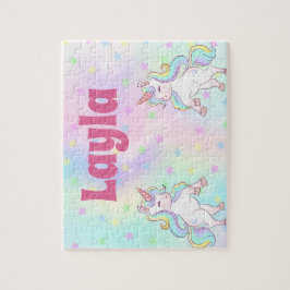 Anpassningsbar Unicorn Child Namn Puzzle Pussel