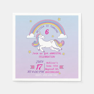Anpassningsbar Unicorn Födelsedagsfest Napkins Edi Pappersservett
