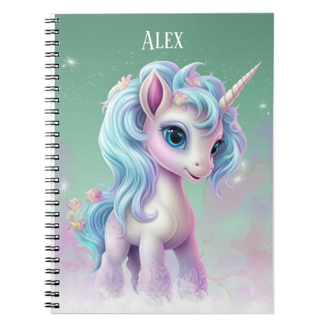 Anpassningsbar Unicorn Namn Anteckningsbok (Framsidan)