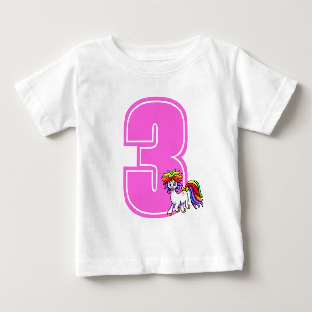 Anpassningsbar Unicorn Number Baby T-Shirt (Framsida)