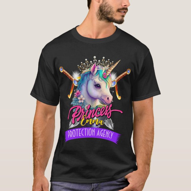 Anpassningsbar Unicorn Princess Protection Agency  T Shirt (Framsida)