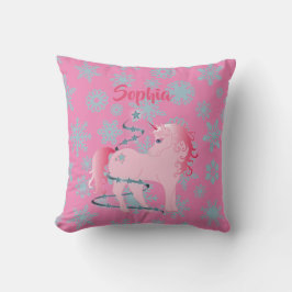 Anpassningsbar Unicorn Rosa Cute jul Snowflake Kudde